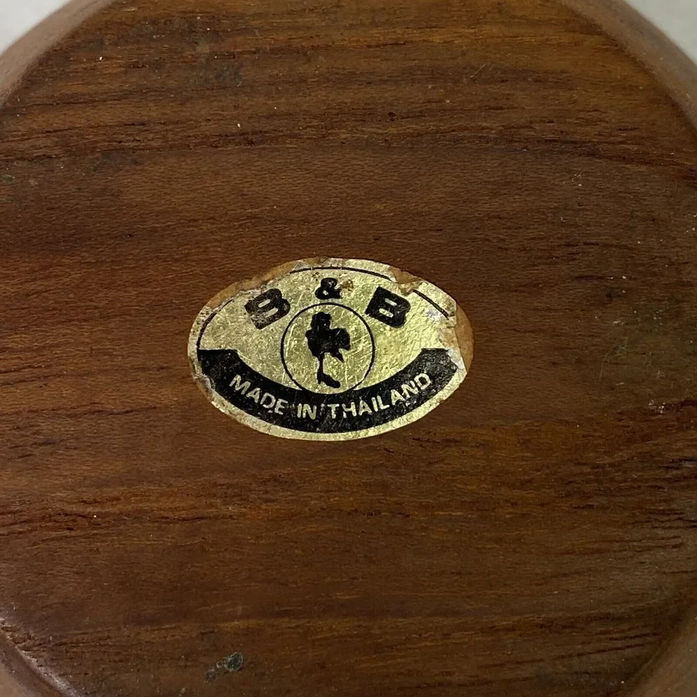 Vintage Mid Century B&B Carved Teak Wood Bowl Thailand 4